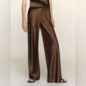 Reformation Gale Satin Mid Rise Bias Pant NWT sz S